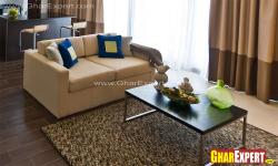 Upholstered sofa and wooden table for living room Interior Design Photos