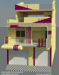 Front view of Building At Amkhera main road  3sides road corner front60 bck road60 left25 road rightside25