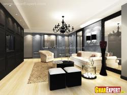 Ultra Rich living room in large space Interior Design Photos