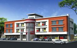 Residential apartment building exterior elevation in 3D 1bhk apartment indean style