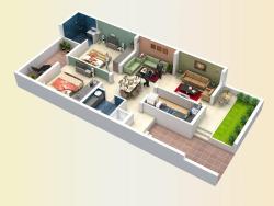 Top view of 2BHK house West facing 2bhk