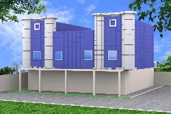 Elevation of showroom and shops Shop raling