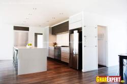 White kitchen with matching bar counter Interior Design Photos