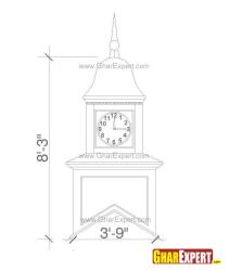 Square shaped ogee roof top cupola clock on the sides Siling top