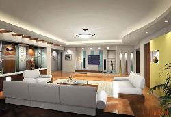 A beautiful drawing room design with good ceiling and wall decor Interior Design Photos