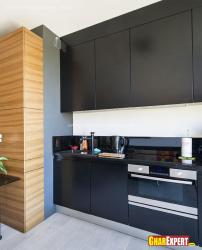 Modular one wall kitchen cabinets in black Interior Design Photos