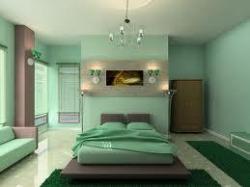 Green Bedroom Theme Interior Design Photos