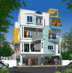 A Model house with two entrance Pooja room modeling designs