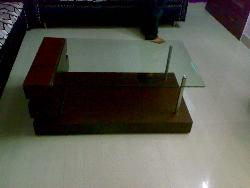 Center Table- Wooden table in glass top  mai center mai beem