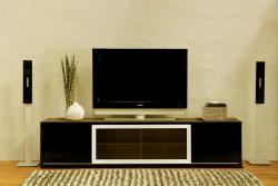 entertainment unit with sleek design external speakers Interior Design Photos