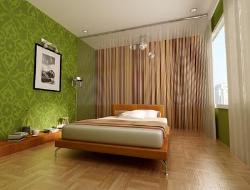 Green wall paper in bedroom Interior Design Photos