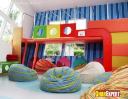 Colorful interior with bunk bed and bean bags Interior Design Photos