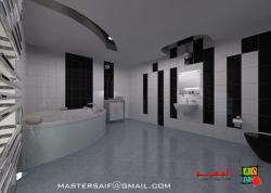 Bathtub view in a Large Bath Room design in 3D Interior Design Photos