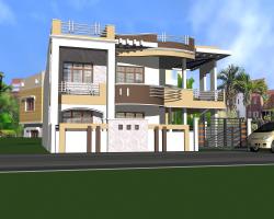 home 3D model design with a beautiful First floor patio Pooja room modeling designs