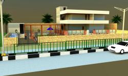 Exterior Look in 3D with road and divider Room dividers