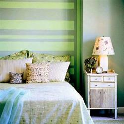 bedroom strips paint pattern in green Interior Design Photos