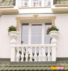 French Balcony with planters in railing posts Covered balcony