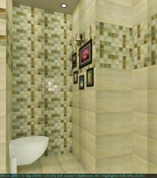 Bathroom 3D render with patterns on walls done using ceramic tile Interior Design Photos