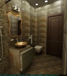 Three Dimensional rendering of a bathroom project, Check the mirror design, WC and ceiling lights The kingdom project
