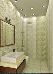 Small width with tiles covering complete bathroom walls Complete picture