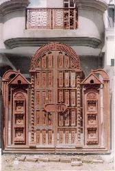 Simple main gate Jesus cross symbol in entrance doorr