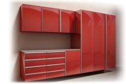 Modern Storage system red finish Interior Design Photos