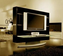 lcd tv stand modern design in black veneer finish Interior Design Photos