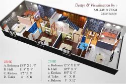 House Plan for 22 Feet by 60 Feet plot (1st floor)(Plot Size 1320 Square feet) 18×35 plot