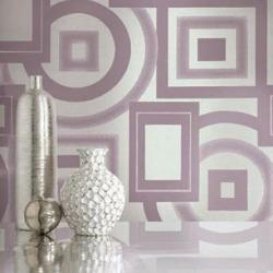 wall paper square and round pattern design Interior Design Photos