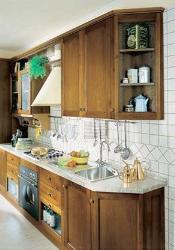 Cabinet tapering on the corner eliminates the bulkiness  Interior Design Photos