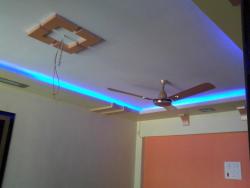 Simple ceiling design with blue LED lighting. Interior Design Photos