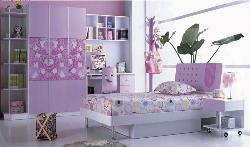 Purple based furniture designing and Decoration of KidsRoom Base of pillars