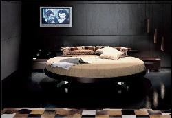 Modern Black Bedroom decor with round bed set design Interior Design Photos
