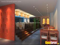 Restaurant interior in bold and young colors  Restaurant