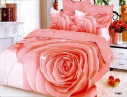 Pink colored rose print bedding design Print
