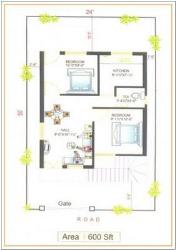 600 sq foot House Plan 780 sq feet constructed area