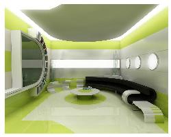 3-D design of a living area in exotic green Interior Design Photos
