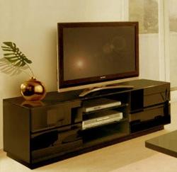 tv unit design in black Glossy finish Interior Design Photos