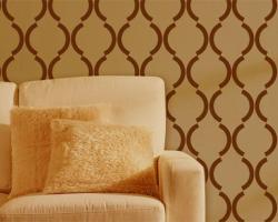 wall stencil for living room in brown shade Interior Design Photos