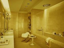 interior of a large bathroom with a Sever star decor 5 star hotel swimming poolside