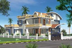 3d design of house exterior with sloped roof Slopes for two wheelers