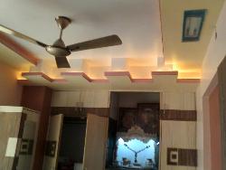 WARDROBE design WITH MANDIR PROVISION and Ceiling lighting Wallmounted pooja mandir