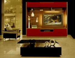 flat tv unit design in a living room with modern center table design Flat mandoor
