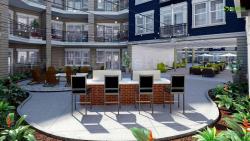 3D Exterior Courtyard Design Rendering 28 sq yard