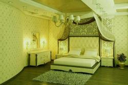 wallpaper design for the bedroom with upholstery on bed Wallpaper picture