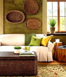 Wall decor idea with earthen look for living room Interior Design Photos