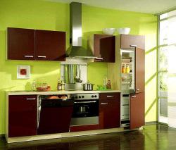 modular kitchen in dual tone shades Greeen shades