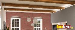 Ceiling Design with Wooden Beams Exposed sloping beam