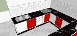 Kitchen rendering with dark granite counter Granite clading