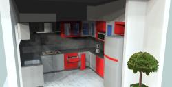Kitchen style showed in 3D Show case for  guest room
